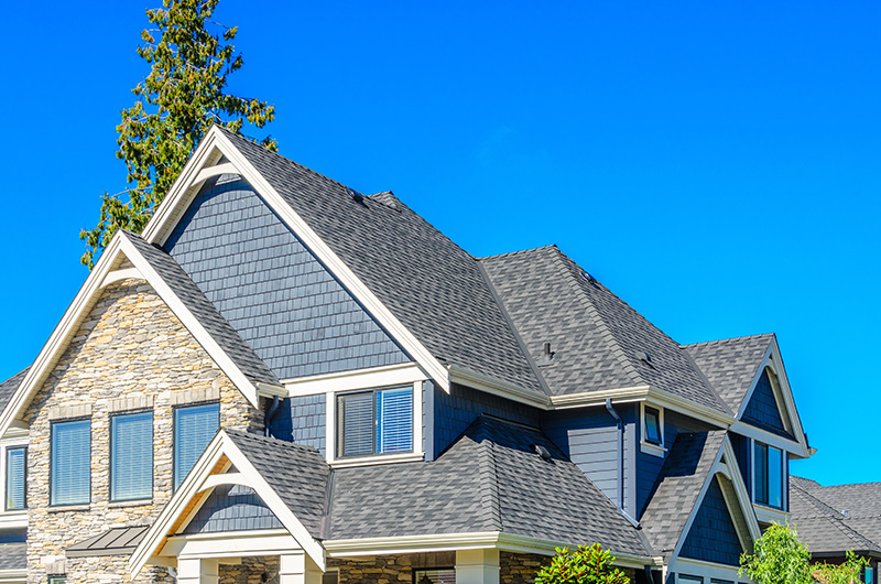 House with steep roof incline